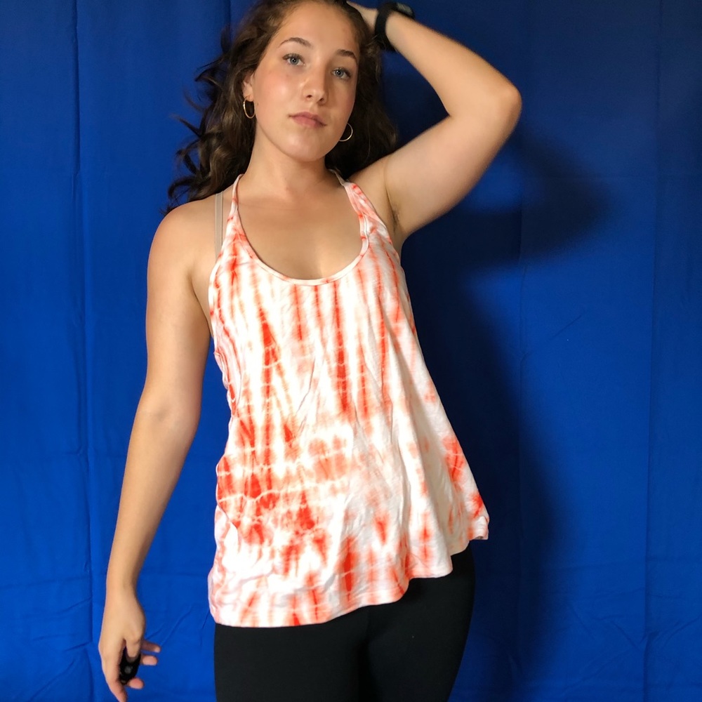 Carefully Dyed Orange Tank with detailed back